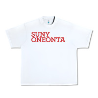 White Suny Oneonta Wordmark Urban Heavy Tee - linhVisuals