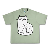 Oil Green cat giving the finger Urban Heavy Tee - linhVisuals