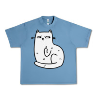 Pebble Blue cat giving the finger Urban Heavy Tee - linhVisuals