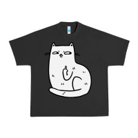 Pigment Black cat giving the finger Urban Heavy Tee - linhVisuals