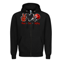 Black Peace Love Ladybug Zipper Hoodie - Jasminsmagicworld