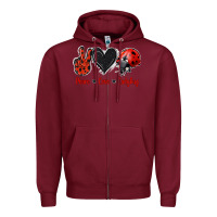 Burgundy Peace Love Ladybug Zipper Hoodie - Jasminsmagicworld