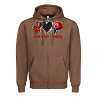 Chestnut Peace Love Ladybug Zipper Hoodie - Jasminsmagicworld