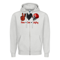 Dove Grey Peace Love Ladybug Zipper Hoodie - Jasminsmagicworld
