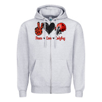 Heather Grey Peace Love Ladybug Zipper Hoodie - Jasminsmagicworld