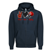 Navy Peace Love Ladybug Zipper Hoodie - Jasminsmagicworld