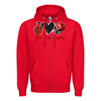 Red Peace Love Ladybug Zipper Hoodie - Jasminsmagicworld