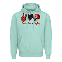 Seafoam Peace Love Ladybug Zipper Hoodie - Jasminsmagicworld