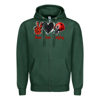 Sports Green Peace Love Ladybug Zipper Hoodie - Jasminsmagicworld