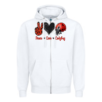 White Peace Love Ladybug Zipper Hoodie - Jasminsmagicworld