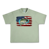 Oil Green American Flag Fish Urban Heavy Tee - Jasminsmagicworld