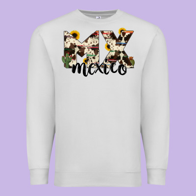 Mexico State Cowhide Serape Cactus Premium Sweatshirt Designed By Ranaportraitstore