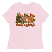 Bubblegum Pink western Christmas Ladies Tee - CowhideDigitalArt