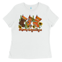 White western Christmas Ladies Tee - CowhideDigitalArt