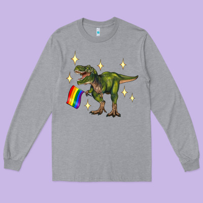 Lgbtq+  T Rex Long Sleeve Tee Designed By Artiststas