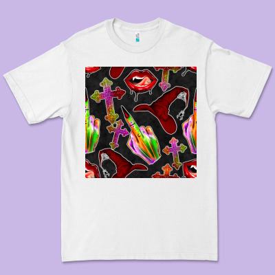 Halloween Bad Witch Seamless Pattern Premium Tee Designed By Bundleandbundleshop