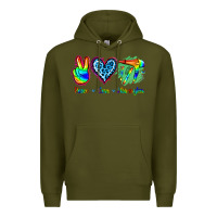 Army Green Peace Love Hairstylist Premium Hoodie - Jasminsmagicworld
