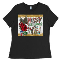 Black merry christmas y'all Ladies Tee - CowhideDigitalArt