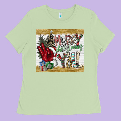 Merry Christmas Y'all Ladies Tee Designed By Cowhidedigitalart