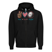 Black Peace Love Volleyball Zipper Hoodie - Jasminsmagicworld