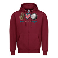 Burgundy Peace Love Volleyball Zipper Hoodie - Jasminsmagicworld