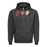 Charcoal Heather Peace Love Volleyball Zipper Hoodie - Jasminsmagicworld