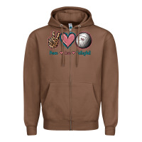 Chestnut Peace Love Volleyball Zipper Hoodie - Jasminsmagicworld