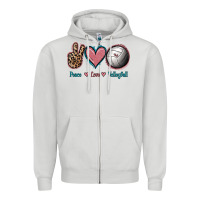 Dove Grey Peace Love Volleyball Zipper Hoodie - Jasminsmagicworld