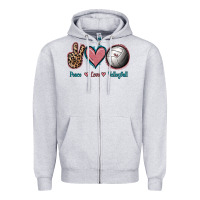 Heather Grey Peace Love Volleyball Zipper Hoodie - Jasminsmagicworld