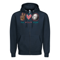 Navy Peace Love Volleyball Zipper Hoodie - Jasminsmagicworld
