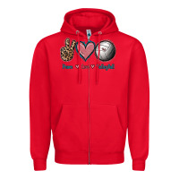 Red Peace Love Volleyball Zipper Hoodie - Jasminsmagicworld