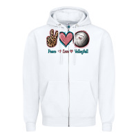 White Peace Love Volleyball Zipper Hoodie - Jasminsmagicworld