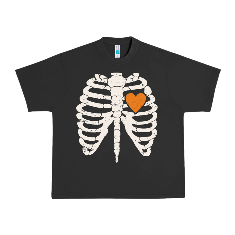 Skeleton Rib Case Orange Pumpkin Heart Vintage Halloween Anatomy Costu Urban Heavy Tee by linhVisuals | Teevron