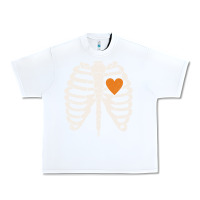 White skeleton rib case orange pumpkin heart vintage halloween anatomy costu Urban Heavy Tee - linhVisuals