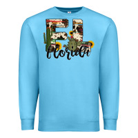 Ocean Blue florida state cowhide serape cactus Premium Sweatshirt - RanaPortraitStore