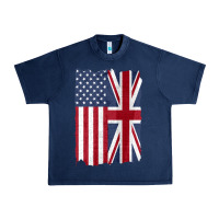 Navy united states with united kingdom flag mix us and uk union jack Urban Heavy Tee - linhVisuals
