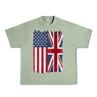 Oil Green united states with united kingdom flag mix us and uk union jack Urban Heavy Tee - linhVisuals