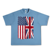 Pebble Blue united states with united kingdom flag mix us and uk union jack Urban Heavy Tee - linhVisuals