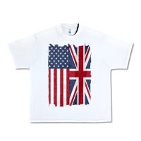 White united states with united kingdom flag mix us and uk union jack Urban Heavy Tee - linhVisuals