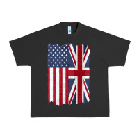 Pigment Black united states with united kingdom flag mix us and uk union jack Urban Heavy Tee - linhVisuals