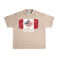 French Oak us eh american canadian flag canada day leaf with usa flag inside Urban Heavy Tee - linhVisuals