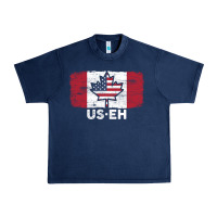 Navy us eh american canadian flag canada day leaf with usa flag inside Urban Heavy Tee - linhVisuals
