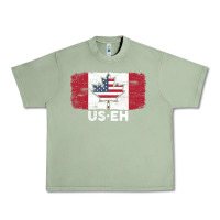 Oil Green us eh american canadian flag canada day leaf with usa flag inside Urban Heavy Tee - linhVisuals