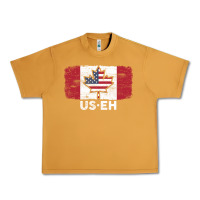 Peanut Butter us eh american canadian flag canada day leaf with usa flag inside Urban Heavy Tee - linhVisuals