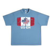 Pebble Blue us eh american canadian flag canada day leaf with usa flag inside Urban Heavy Tee - linhVisuals
