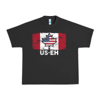 Pigment Black us eh american canadian flag canada day leaf with usa flag inside Urban Heavy Tee - linhVisuals