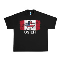 Black us eh american canadian flag canada day leaf with usa flag inside Urban Heavy Tee - linhVisuals