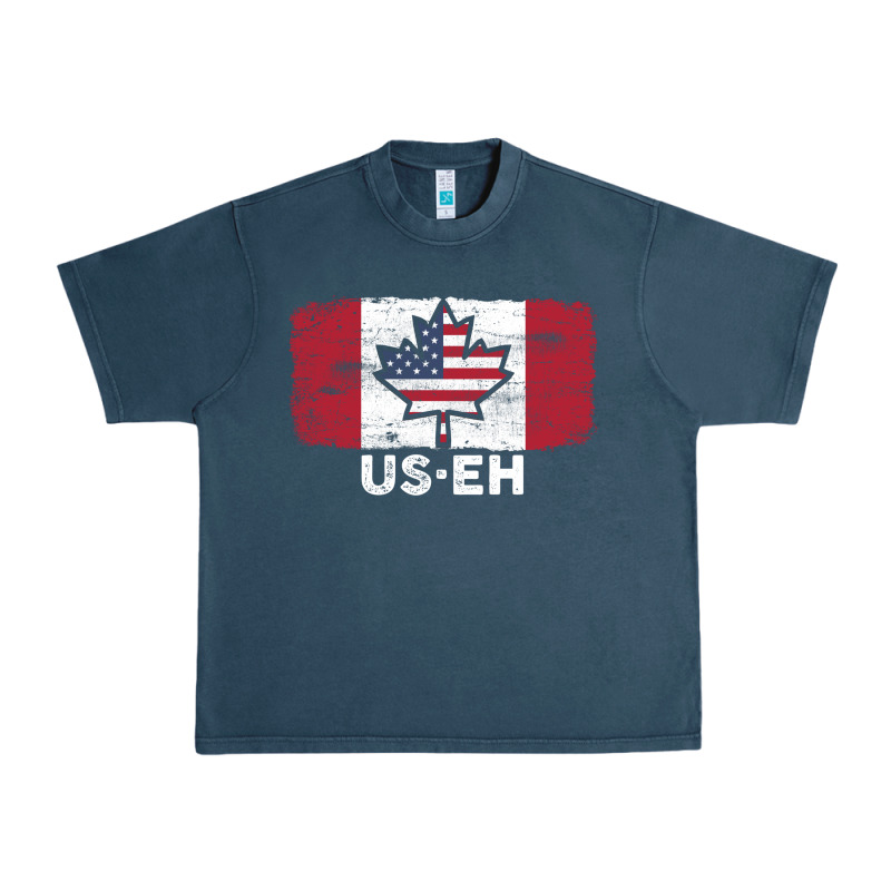 Us Eh American Canadian Flag Canada Day Leaf With Usa Flag Inside Urban Heavy Tee by linhVisuals | Teevron