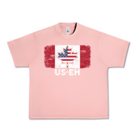 Salmon us eh american canadian flag canada day leaf with usa flag inside Urban Heavy Tee - linhVisuals