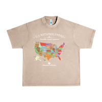 French Oak us national parks map colorful with all 59 national parks Urban Heavy Tee - linhVisuals